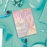 Rainbow Holographic Glitter Drips Sweet 16 Invitation<br><div class="desc">This girly and glamourous sweet sixteen birthday party invitation is perfect for a stylish and trendy girly girl. It features faux printed sparkly rainbow colour glitter drips on top of a large faux glitter, "16, " with a holographic iridescent foil background. The typography is an elegant cursive script with a...</div>
