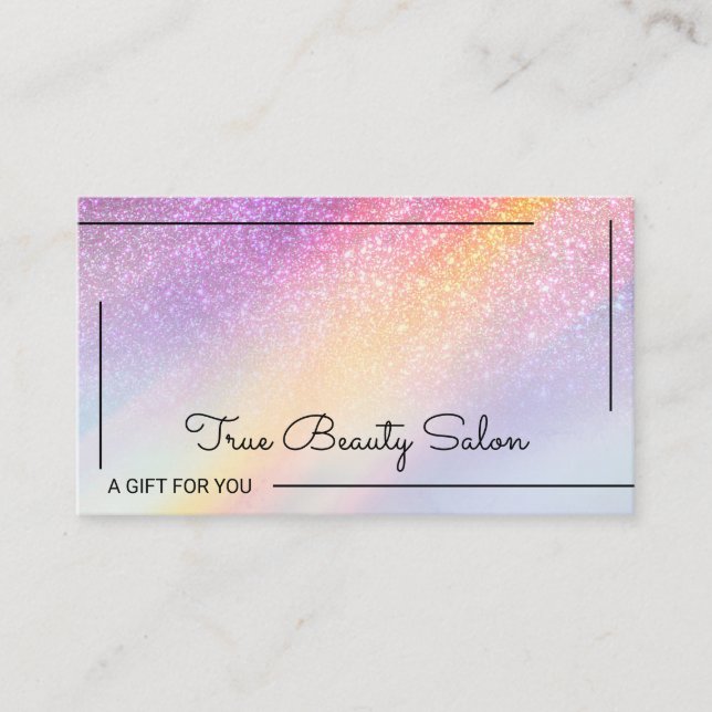 Rainbow Holographic Glitter Ombre Gift Card (Front)
