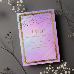 Rainbow Holographic Gold Confetti RSVP