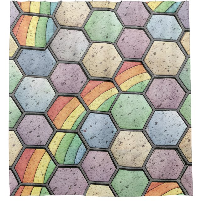 Rainbow Honeycomb Mosaic – Hexagonal Tile (Front)