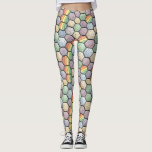 Rainbow Honeycomb Mosaic – Hexagonal Tile Leggings