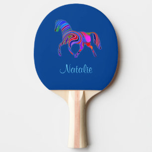 Rainbow horse - add name  ping pong paddle