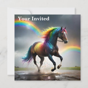 Rainbow Horse And Rainbows Rain Dance, Invitation