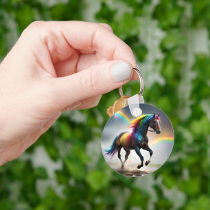 Rainbow Horse And Rainbows Rain Dance, Keychain