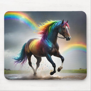 Rainbow Horse And Rainbows Rain Dance, Mouse Pad
