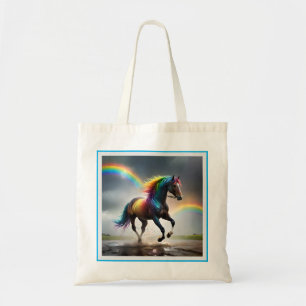 Rainbow Horse And Rainbows Rain Dance, Tote Bag