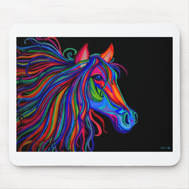 rainbow horse head mouse pad (Front)