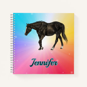 Rainbow Horse Notebook Colorful Equestrian Design
