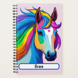 Rainbow Horse Planner With Customizable Nametag