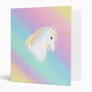 Rainbow Horse Unicorn Equestrian Girly Binder