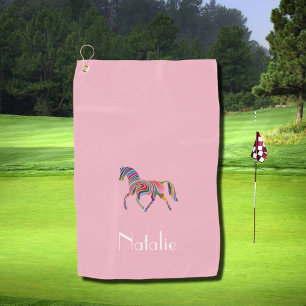 Rainbow horse  - your name golf towel