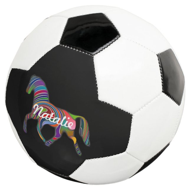 Rainbow horse  - your name soccer ball (Three Quarter)