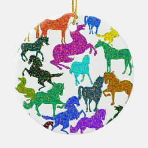 Rainbow Horses - "Dotty about Horses!" Ceramic Ornament