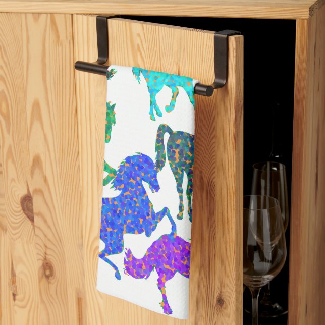 Rainbow Horses - "Dotty about Horses!" Kitchen Towel (Thirds Fold)