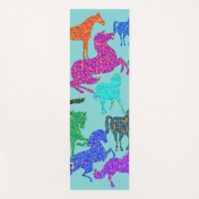 Rainbow Horses - "Dotty about Horses!" Yoga Mat (Front)