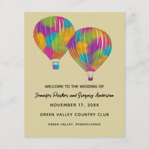 Rainbow Hot Air Balloons Custom Wedding Program