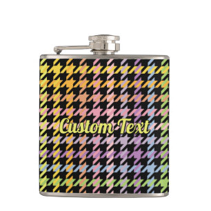 Rainbow Houndstooth Pattern Hip Flask