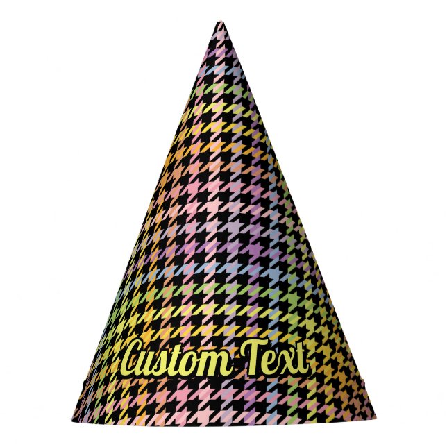 Rainbow Houndstooth Pattern Party Hat (Front)