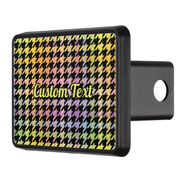Rainbow Houndstooth Pattern Trailer Hitch Cover (Left)