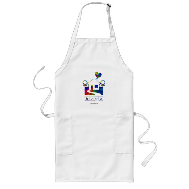 Rainbow House-Gay Love Long Apron (Front)
