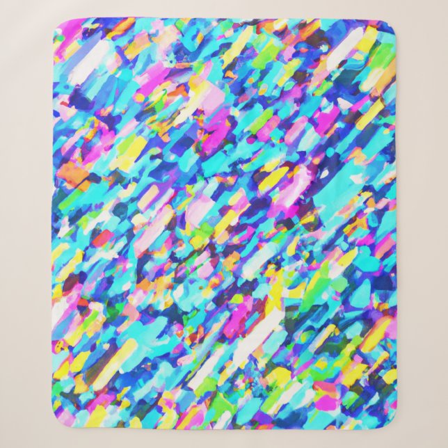 Rainbow-hued Abstract Art Sherpa Blanket (Front)