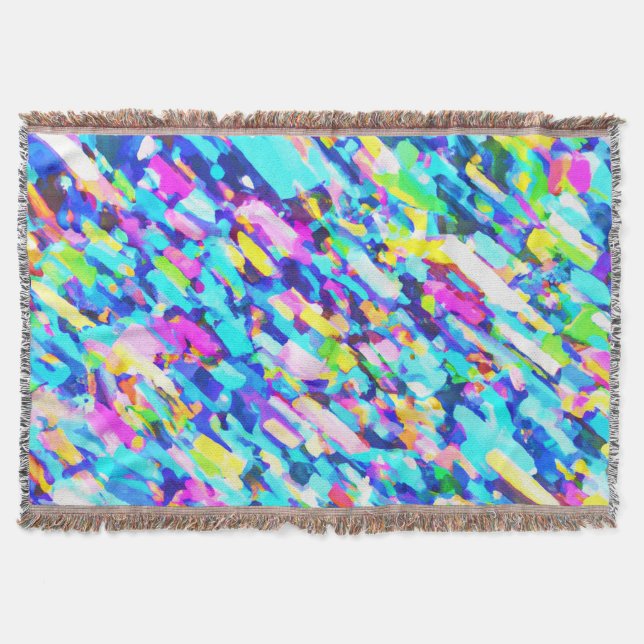 Rainbow-hued Abstract Art Throw Blanket (Front)
