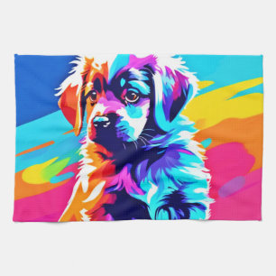 Rainbow Hued Dog Art Kitchen Towel