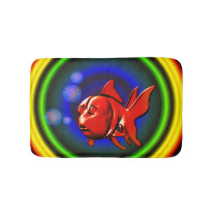 Rainbow Hues Cute Abstract Goldfish Bath Mat