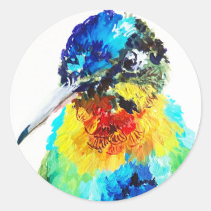 Rainbow Hummingbird Classic Round Sticker