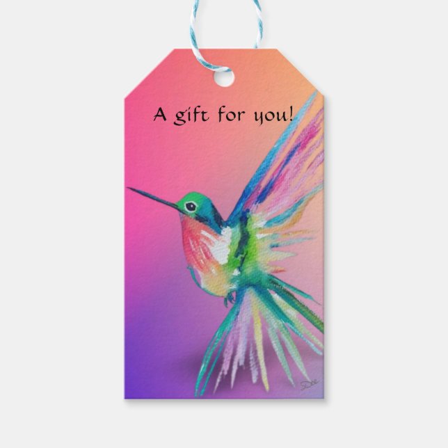 Rainbow Hummingbird Gift Tag (Front)