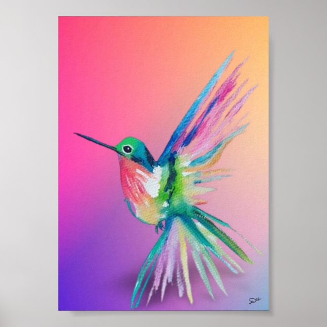 Rainbow Hummingbird Premium Canvas Poster (5x7) (Front)