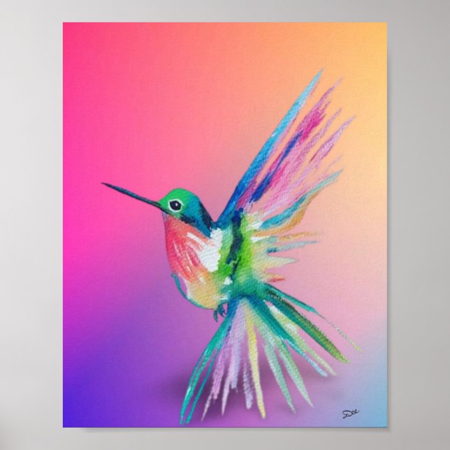 Rainbow Hummingbird Premium Canvas Poster (8x10) (Front)