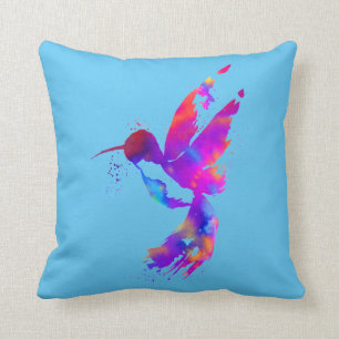 Rainbow Hummingbird Throw Pillow