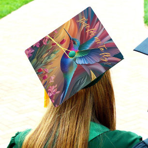 Rainbow Hummingbird Time For Me To Fly Graduate Graduation Cap Topper