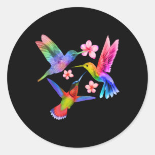 Rainbow Hummingbird Watercolor Colourful Bird Classic Round Sticker
