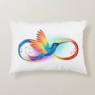 Rainbow Hummingbird with Infinity symbol Accent Pillow