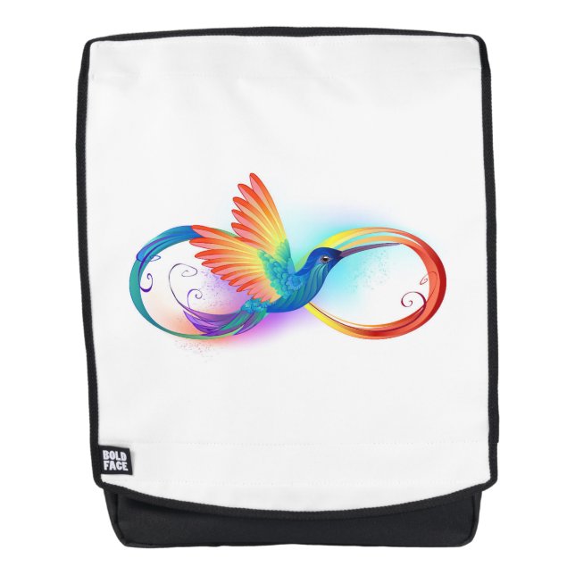 Rainbow Hummingbird with Infinity symbol Backpack (Front)
