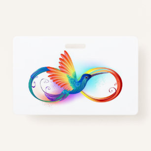 Rainbow Hummingbird with Infinity symbol Badge