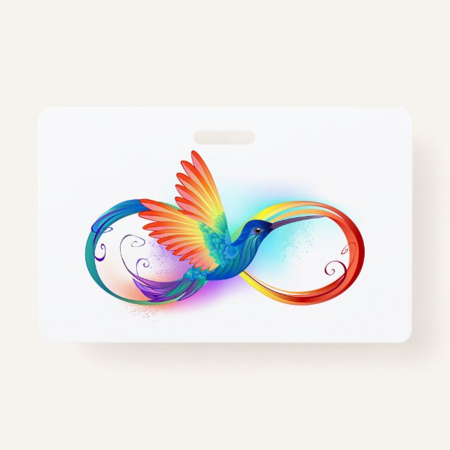 Rainbow Hummingbird with Infinity symbol Badge (Front)