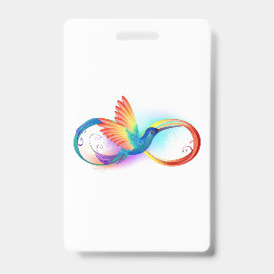 Rainbow Hummingbird with Infinity symbol Badge