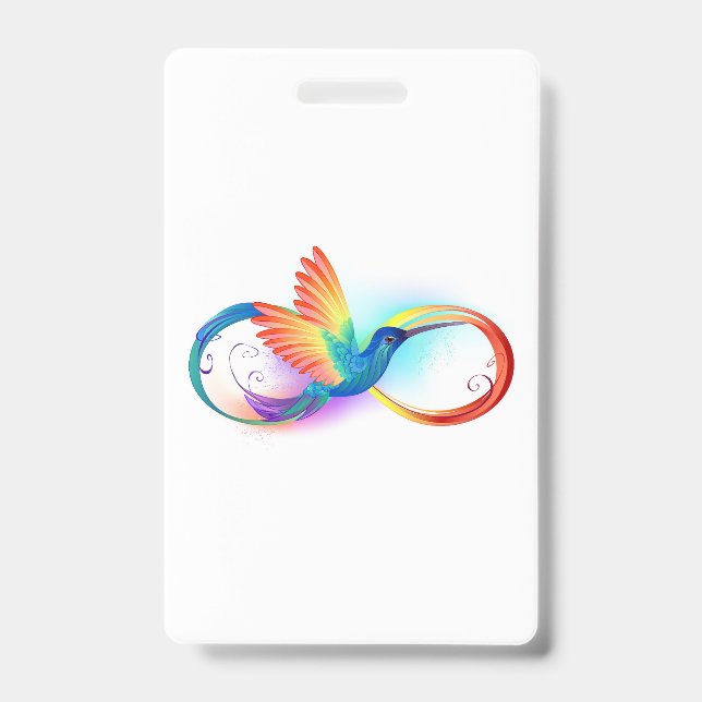 Rainbow Hummingbird with Infinity symbol Badge (Front)