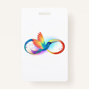 Rainbow Hummingbird with Infinity symbol Badge