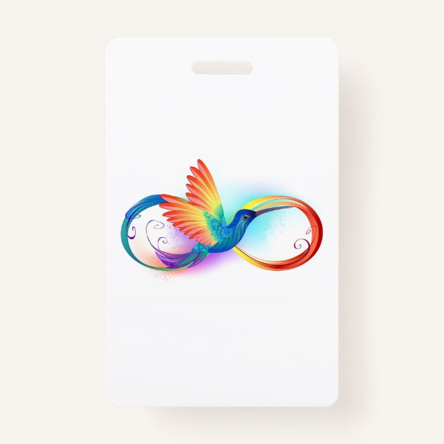 Rainbow Hummingbird with Infinity symbol Badge (Front)