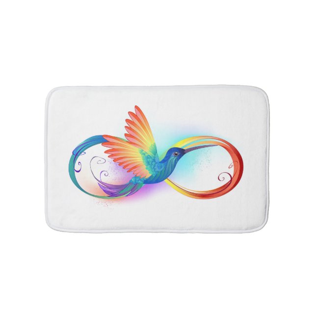Rainbow Hummingbird with Infinity symbol Bath Mat (Front)