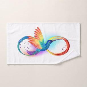 Rainbow Hummingbird with Infinity symbol Bath Towel Set
