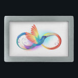 Rainbow Hummingbird with Infinity symbol Belt Buckle<br><div class="desc">Beautiful infinity tattoo with rainbow hummingbird. Rainbow bird.</div>