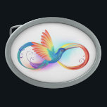 Rainbow Hummingbird with Infinity symbol Belt Buckle<br><div class="desc">Beautiful infinity tattoo with rainbow hummingbird. Rainbow bird.</div>