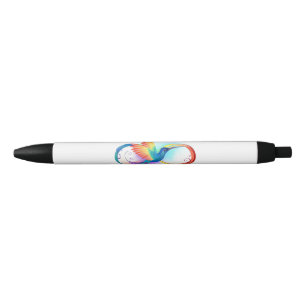 Rainbow Hummingbird with Infinity symbol Black Ink Pen