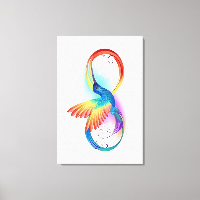 Rainbow Hummingbird with Infinity symbol Canvas Print (Front)
