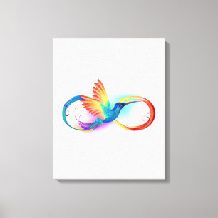 Rainbow Hummingbird with Infinity symbol Canvas Print